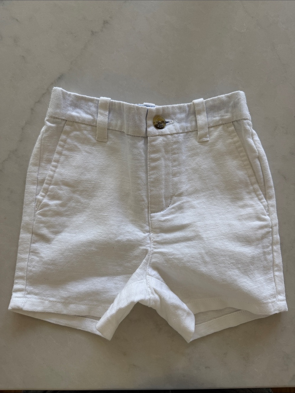Janie and Jack White Linen-Cotton Short